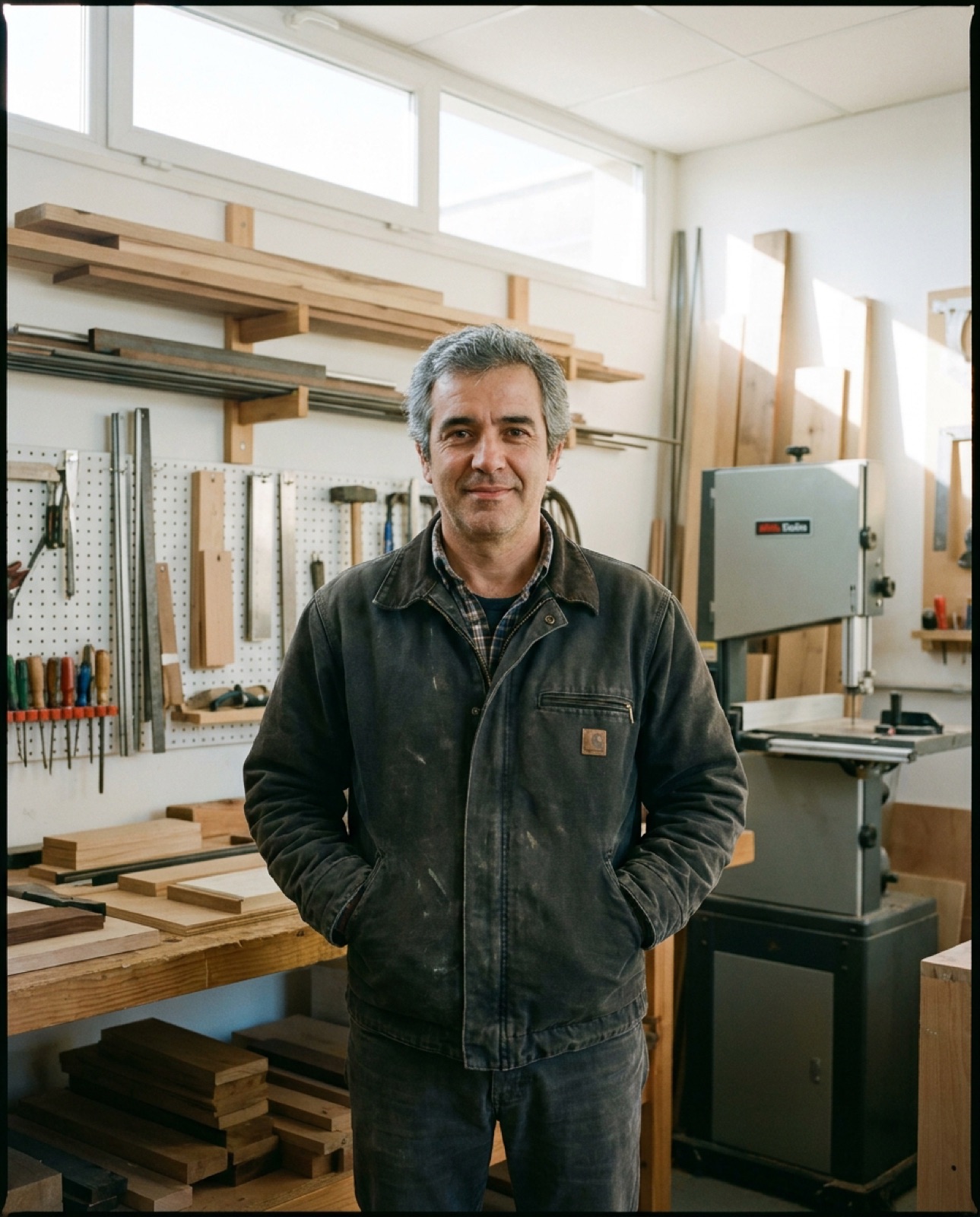 Artesão numa pequena oficina industrial portuguesa